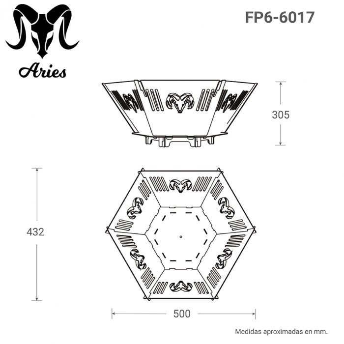 Fosa-fuego-hexagonal-size