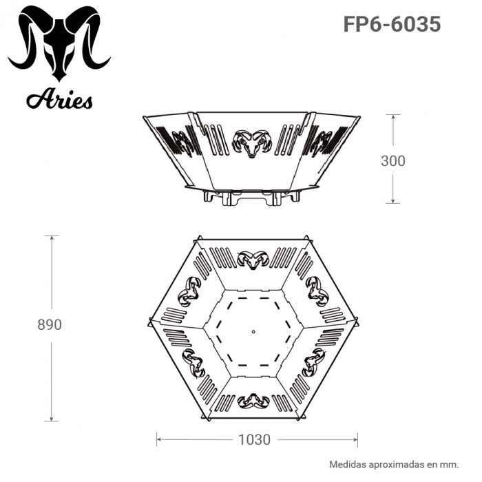 Fogata Portátil Hexa 900 c/fondo